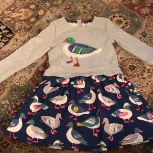 NWOT mini boden sequin appliqué duck sweater dress